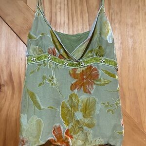 (SOLD) Floral Green and Orange Women's Top